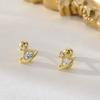 Arete Saturno Zircón Plata S925 Diamante Único Mini Uña para Hueso de la Oreja Moda Simple Creativo Compacto Tornillo E02350
