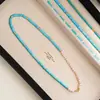 Collar de Perlas de Agua Dulce Natural Turquesa con Cuentas Accesorios Cadena para Clavícula de Mujer Cadena de Collar de Nicho de Lujo Ligero Joyería