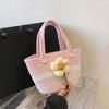Bolso de Mano Nuevo Estilo Lindo de Gran Capacidad Verano 2023 Bolsa de Cuerda de Algodón y Lino para Llevar en la Mano Bolsa Cuadrada Pequeña Bolsa Tejida Bolsa de Flor