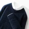 Suéter Masculino de Lã 100% Pura Gola Redonda Engrossado Outono e Inverno Suéter Britânico Versátil Trançado Base de Lã Top