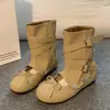 Botas Curtas de Uso Duplo para Mulheres 2026 Novo Verão Super Populares Botas de Ballet com Salto Escondido com Fivela de Cinto Destacável Botas de Uso Duplo