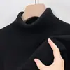 Suéter de punto para hombre de otoño e invierno, solapa doble, simple, casual, color liso, cálido, de punto base, top de cuello alto para hombre, grueso