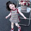 Vestido de Rayas Estilo Coreano para Niña, Nuevo Modelo de Verano, Lindo Vestido sin Mangas tipo Camiseta, Elegante Vestido Corto Versátil, Ropa para Niños