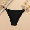 Tanga Bikini Europeo y Americano Sexy Pegado Tira Fina Cintura Baja Seda de Hielo Sin Costuras Secado Rápido Algodón Puro Entrepierna T-String Ropa Interior para Mujer