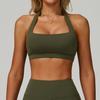 Top de Yoga de Verão com Decote Halter e Efeito Nuvem, Roupa de Yoga com Costas Vazadas, Top Esportivo de Alta Intensidade para Corrida e Fitness 3091