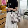 Nuevo Bolso de Mano Coreano a Cuadros con Cordón para Mujer, Bolso de Compras de Gran Capacidad, Bolso de Trabajo Moderno y Versátil para Desplazamientos