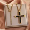 Colgante Cruzado de Piedra Shoushan Ojo de Tigre Europeo y Americano Cadena Cuadrada de Acero Inoxidable Collar Joyería para Hombres y Mujeres Venta al por Mayor