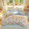 Conjunto de cama de quatro peças com tema de desenho animado, espesso, quente e de alto peso em veludo de leite, com estampas, disponível para dropshipping