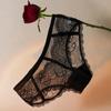 Nova borda de renda popular sexy malha oca costura roupa interior cintura baixa translúcido tentação quadril levantamento cuecas para mulheres