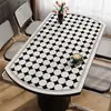 Mantel Individual Oval para Mesa de Comedor Estilo Francés, Impermeable, Resistente al Aceite, No Lavable, Blanco y Negro, Estilo Simple, Lujo Ligero, Sensación de Alta Gama, Mantel Redondo