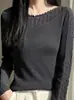 Suéter de punto hueco estilo francés para mujer, corte ajustado, camisa base elegante, top de lujo ligero, nuevo suéter para mujer primavera y otoño 2026
