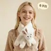 Bufanda Cruzada Corta de Peluche con Dibujos de Animales Lindos de Doble Cara para Mujer, Calentador de Cuello Versátil y Cálido de Invierno para Estudiantes