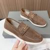 Zapatos Casuales Golden Step para Mujer, Nuevos de Primavera y Otoño, Estilo Británico Perezoso Slip-on con Hebilla Metálica, Planos Cómodos, Tipo Frijol