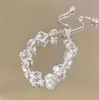 Pulsera de cuentas de trébol de cristal blanco y cristal rosa, sensación de lujo ligero y alta gama, dulce y simple, pulsera de nicho y versátil