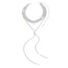 Exquisita y de Alta Gama Cadena para Clavícula Larga con Borlas Súper Brillantes de Diamantes Completos y Múltiples Filas de Pedrería para Mujer, Collar con Cadena para el Pecho de Diseño Lujoso