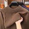 Nuevo Otoño/Invierno [En Stock] Suéter Pulóver Grueso de Punto para Hombre con Cuello Redondo, Tejidos de Papá