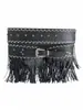 Cinturón de Cuero con Flecos Estilo Vaquero Occidental Popular Europeo y Americano Retro Salvaje Hippie Bohemio Correa Ancha Amazon