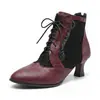 Botines de mujer con cordones y punta fina, con detalles de encaje, estilo europeo y americano, de tacón alto, talla grande, botines geniales, fuente de AliExpress 7