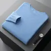 Suéter de lana para hombre con cuello semialto, engrosado para abrigar en otoño e invierno, jersey de color liso con cuello medio para mediana edad y personas mayores, camisa de capa base