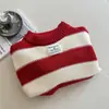 Suéter para Niños 2026 Otoño/Invierno Niños y Niñas Año Nuevo Ropa de Punto Cálida Ropa Interior Base Rayada para Bebé Ropa para Visitar en Año Nuevo