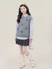 Conjunto de Chaleco Otoñal para Niñas Medianas y Grandes Nueva Ropa Infantil Niñas Camisa de Manga Larga Chaleco de Punto Conjunto de Dos Piezas Moderno