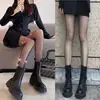 Medias Negras para Mujer, Medias Finas Negras Disco, Populares Medias de Red con Diamantes con Letras, Pantimedias Jk Blancas