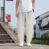 Pantalones Casuales de Algodón y Lino Rectos de Color Sólido de Estilo Chino Nuevo de Verano 2026 para Hombre, Estilo Japonés, Talla Grande, Holgados