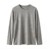 Céu estrelado~ Camiseta básica redonda fina, macia e elástica para o final do verão e início do outono, versátil, solta, casual, de manga comprida para o outono e inverno