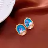 Pendientes de Perla Corazón Aguja de Plata Jardín de Monet, Pendientes Elegantes y Versátiles con un Toque de Lujo Ligero y Alta Gama, Diseño Único