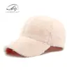 Gorra Sencilla Lisa Estilo Coreano para Mujer, Nueva Gorra de Béisbol Cálida de Peluche Linda para Otoño e Invierno con Visera Rígida