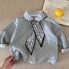 Polos Infantiles 2026 Otoño Nuevo Estilo Ropa para Niños Bufanda de Seda para Niños y Niñas Polos Personalizados Tops Elegantes para Bebés