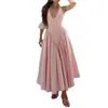 Vestido Casual Elegante 2026 Outono Nova Moda Feminina Estiloso Xadrez Gola Halter Cintura Marcada Longo