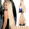 Xuchang Pelucas Estilo Europeo y Americano Cabello Largo Recto Marrón Peluca Degradada Fibra de Alta Temperatura Pelucas Sintéticas Realistas al por Mayor Fabricante Transfronterizo