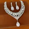 Conjunto de brincos e colar em forma de gota cravejados de diamantes em tons de rosa, corrente para clavícula de luxo leve e exclusiva, elegante, delicado, doce, conjunto de joias de alta qualidade