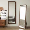 Espejo de Cuerpo Entero de Madera Maciza para Uso Doméstico, Adecuado para Habitaciones de Niñas, Montado en la Pared, Espejo de Vestir Tridimensional Montado en la Pared Estilo Ins