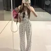 Tela Fresca de Algodón y SedaCon Almohadillas en el PechoPijama Nuevo de Dibujos Animados Primavera/Verano para Mujer, Manga Corta, Pantalones Largos, Corte Holgado, Popular en Línea