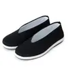 Sapatos de Pano Old Beijing Masculinos Primavera e Outono Casuais Sapatos Simples para Meia-idade e Idosos Sapatos de Pano Pretos Sapatos Sociais Sapatos para Performance de Kung Fu Sapatos de Pano com Bico Arredondado