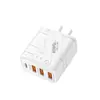 Cargador de Teléfono Móvil Mecha de 40W 3 USB + 1 PD Enchufe Multipuerto Adaptador de Corriente 5V2A12W Regulaciones Europeas, Americanas y Británicas