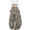 Calça jeans lavada com efeito desgastado para comércio exterior transfronteiriço, para homens e mulheres, calça de corte reto para primavera e outono, calça de estilo loose com vibe high street europeia e americana
