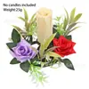 Anel de vela simulado de três cores Decoração de casa estilo europeu Arranjo de mesa de casamento Suporte de vela Ornamento floral