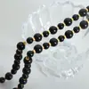 Collar Hecho a Mano Retro Barroco Piedra Natural Ágata Negra Cuentas Redondas Cierre Ot Acero de Titanio Joyería Versátil Personalizada para Mujeres