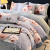 Conjunto de Quatro Peças de Veludo Leite Dupla Face de Alta Densidade para Outono e Inverno Luxo Leve Cobertor Acolchoado Quente de Coral Fleece Lençol de Cama Veludo Francês