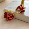 Pendiente de Aro Cruzado Nuevo Retro Estilo de Hong Kong Patrón Espiral Gota Azul Elegante Gama Alta Celebridad de Internet Pendientes Franceses