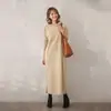 Vestido con Capucha de Manga Larga de Color Sólido Empalmado Holgado Estilo Japonés y Coreano para Mujer, Falda de Longitud Media, Nuevo Modelo Otoño 2026