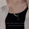 Cadena Larga de Suéter Estilo Francés de Lujo Ligero con Espiga de Trigo, Sencilla y de Gama Alta, Collar Multiusos para Mujer, Cadena para Clavícula de Diseño Versátil