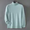 Camisa base 100% caxemira pura, novo suéter de tricô pulôver solto de gola alta masculino outono e inverno, suéter pulôver quente