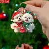 Colgante Navideño de Cachorro y Animales Pequeños Serie Transfronteriza Colgante Decorativo Acrílico 2D Adorno para Espejo Retrovisor de Coche