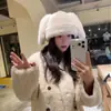 Chapéu Orelha de Coelho Fofo em Pelo Sintético de Visão Colorido para Mulheres, Outono e Inverno à Prova de Frio e Quente, com Proteção para as Orelhas e Efeito Emagrecedor do Rosto, Chapéu Touca