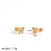 Aretes de Flor de Diamantes de Imitación de Cristal con Post de Bola para Piercing Acero Inoxidable con Galvanoplastia al Vacío en Oro de 18K Aretes de Clavo para Oreja Sensación de Alta Gama