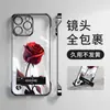 Soporte de Rosa Roja Adecuado para Funda de Teléfono Móvil Transparente Apple 16 Xiaomi 15Pro Borde Cromado Sin Bordes 13 Sentido de Alta Gama 14